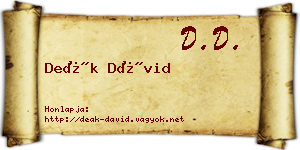 Deák Dávid névjegykártya